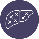 icon of a liver with heavy scarring from PBC