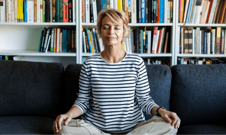 woman practicing holistic health (actor portrayal)