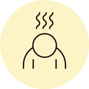 icon of person experiencing fatigue, a common PBC symptom
